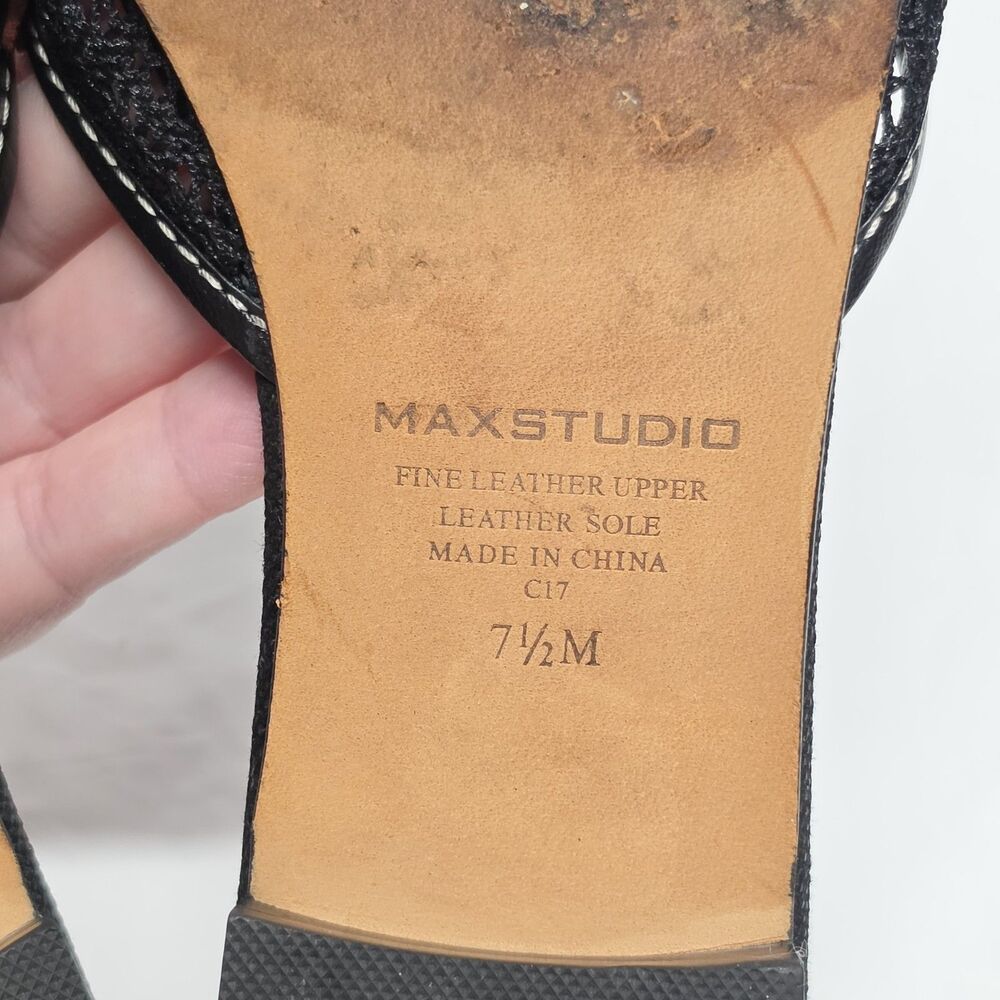 Vintage 90s Y2K Max Studio Black Mules Leather Butterflies Accent Women's 7.5 - Picture 9 of 10